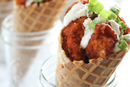 Buffalo Wing and Blue Cheese Waffle Cone